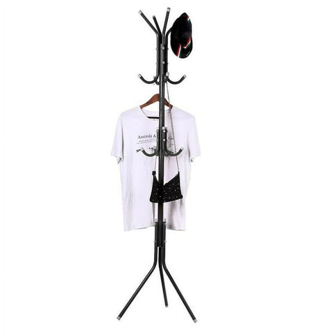 Coat Rack 12 Hook Standalone Stainless Steel Hat Stand Clothes Hanger Hall Tree