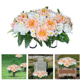 Cemetery Flower Arrangement for Gravesite, Realistic Silk Bouquet with Saddle, Lasting Outdoor Cemetery Flowers, Fall and Christmas Floral Decorations