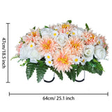 Cemetery Flower Arrangement for Gravesite, Realistic Silk Bouquet with Saddle, Lasting Outdoor Cemetery Flowers, Fall and Christmas Floral Decorations
