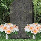 Cemetery Flower Arrangement for Gravesite, Realistic Silk Bouquet with Saddle, Lasting Outdoor Cemetery Flowers, Fall and Christmas Floral Decorations