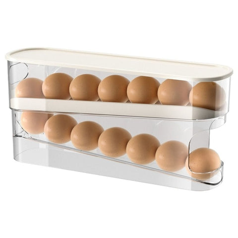 Darrahopens Home & Garden > Kitchenware > Food Storage Automatic Double-Layer Egg Holder – Freshness Keeper Sliding Container for 12-14 Eggs, Hinged Design Plastic Refrigerator Organizer（1Pcs） In Australia - Darrahopens