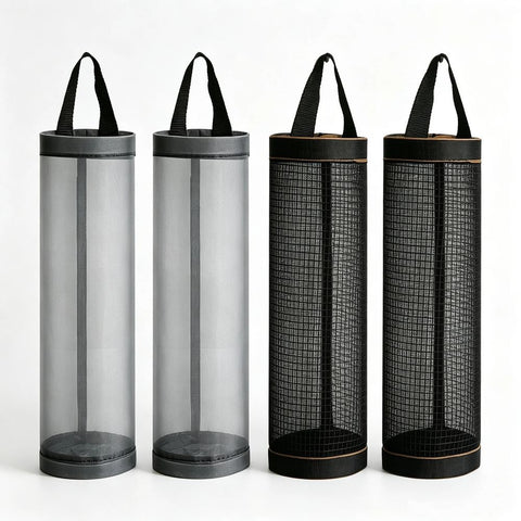 Black and grey wall mounted plastic bag clamp dispenser - suitable for small-sized storage of kitchen garbage bags.（4Pcs）
