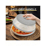 Multi purpose silicone microwave splash guard - kitchen reusable food tray cover (gray)