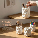 White desktop cosmetics storage rack - brush, pen, and stationery storage