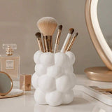 White desktop cosmetics storage rack - brush, pen, and stationery storage