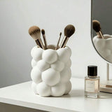 White desktop cosmetics storage rack - brush, pen, and stationery storage