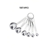 6-Piece Stainless Steel Measuring Spoons Set – Metal Kitchen Tool for Dry & Wet Ingredients