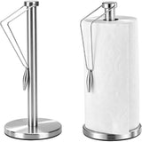 Darrahopens Home & Garden > Kitchenware > Kitchen Utensils Stainless Steel Paper Roll Holder with Weighted Base Freestanding and Side Retaining Arm for Kitchen Bathroom Tabletop, Silver (Angled Side Arm) In Australia - Darrahopens
