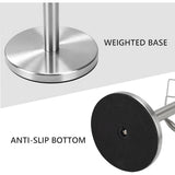 Darrahopens Home & Garden > Kitchenware > Kitchen Utensils Stainless Steel Paper Roll Holder with Weighted Base Freestanding and Side Retaining Arm for Kitchen Bathroom Tabletop, Silver (Angled Side Arm) In Australia - Darrahopens
