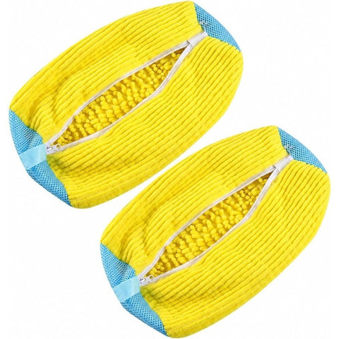 Darrahopens Home & Garden > Laundry & Cleaning > Laundry Wash Bags 2 Pcs Reusable Sports Shoe Laundry Bag, With Plush Cleaning Fiber, Breathable Mesh, Zipper Protection, And Hanging Ring (Yellow) In Australia - Darrahopens