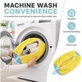 Darrahopens Home & Garden > Laundry & Cleaning > Laundry Wash Bags 2 Pcs Reusable Sports Shoe Laundry Bag, With Plush Cleaning Fiber, Breathable Mesh, Zipper Protection, And Hanging Ring (Yellow) In Australia - Darrahopens