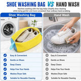 Darrahopens Home & Garden > Laundry & Cleaning > Laundry Wash Bags 2 Pcs Reusable Sports Shoe Laundry Bag, With Plush Cleaning Fiber, Breathable Mesh, Zipper Protection, And Hanging Ring (Yellow) In Australia - Darrahopens