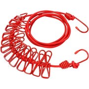 Retractable Portable Clothesline with 12 Clothespins Adjustable Elastic Stretch Line for Indoor Outdoor Laundry Drying Camping (Red) In Australia - Darrahopens
