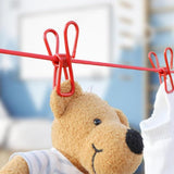 Retractable Portable Clothesline with 12 Clothespins Adjustable Elastic Stretch Line for Indoor Outdoor Laundry Drying Camping (Red)