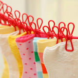 Retractable Portable Clothesline with 12 Clothespins Adjustable Elastic Stretch Line for Indoor Outdoor Laundry Drying Camping (Red)