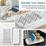 Wavy Soap Dish Drain Rack,Stainless Steel Countertop Sponge And Cleaning Cloth Drain Rack, Quick Drainage, Keeps Countertop Dry,18.7*8.2*4.4cm