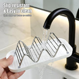 Wavy Soap Dish Drain Rack,Stainless Steel Countertop Sponge And Cleaning Cloth Drain Rack, Quick Drainage, Keeps Countertop Dry,18.7*8.2*4.4cm