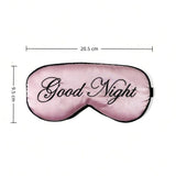 2 Pcs  Good Night Embroidered Logo Soft Polyester Satin Light-Blocking Nap Eye Mask For Eye Protection, Fatigue Relief,20.5*9.5cm,Pink In Australia - Darrahopens