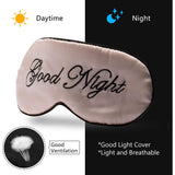 2 Pcs  Good Night Embroidered Logo Soft Polyester Satin Light-Blocking Nap Eye Mask For Eye Protection, Fatigue Relief,20.5*9.5cm,Pink
