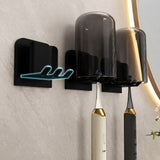 2 Pcs No-Drill Bathroom Toothbrush Holder Wall Mount Toothbrush Cup Organizer Rack For Electric Toothbrush Bathroom Accessories5.1*5.1*3.3cm,Black