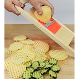 Darrahopens Home & Garden > Kitchenware > Kitchen Utensils 1 Pcs Potato Lattice Maker, Wooden Wavy Chopper, Potato Slicers, Vegetable Chopper, Multi-Functional Cucumber Slicers,35*10cm,Orange In Australia - Darrahopens