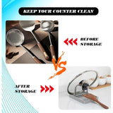 Multifunctional Pot Lid Holder Rack Keeps Countertop Dry Anti Rust Spoon Rest Stovetop And Kitchen Counter Kitchen,Easy To Clean,18.2*14*10.5cm,Grey