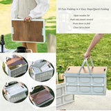 Darrahopens Home & Garden > Storage > Storage Boxes Foldable Camping Storage Box With Wooden Lid,Multi-Functional Portable Storage Box, Can Store Toys, Snacks, Car Essentials,33*22*17cm,White In Australia - Darrahopens