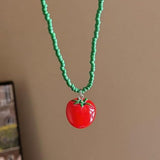 Darrahopens Fashion > Women's Fashion > Women's Jewellery 2 Pcs Bohemian Style Korean Colorful Candy Star Tassel Pendant Necklace, Tomato-Shaped Chain, Aesthetic Jewelry,45-50cm,extension chain In Australia - Darrahopens