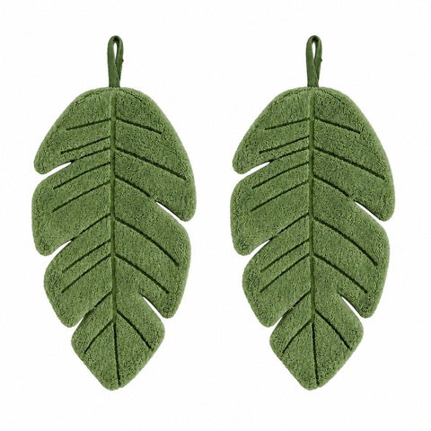 2 Pcs Leaf Shaped Towel Set, Soft Absorbent Hanging Towel,Suitable For Bathroom, Kitchen, Home Decor,Exclusive Gift For Plant Lovers,27*16cm In Australia - Darrahopens