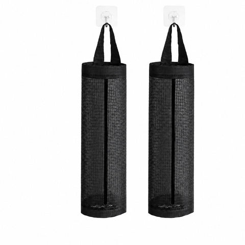 2 Pcs Kitchen Wall Mounted Garbage Bag Holder, Storage Organizer, Storage Box, Wall Mounted Storage Bag With Hooks,37.5*16.5cm,Black