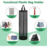 2 Pcs Kitchen Wall Mounted Garbage Bag Holder, Storage Organizer, Storage Box, Wall Mounted Storage Bag With Hooks,37.5*16.5cm,Black