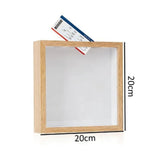 Square Concert Travel Shadow Box Transparent Postcard Ticket Shadow Box Picture Frame For Home Memory Frame Boxes,20*20cm,Natural-WoodColor
