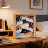 Square Concert Travel Shadow Box Transparent Postcard Ticket Shadow Box Picture Frame For Home Memory Frame Boxes,20*20cm,Natural-WoodColor