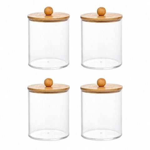 Darrahopens Health & Beauty > Cosmetic Storage > Makeup Organisation & Storage 4 Pcs Dental Floss & Cotton Swab Storage Box With Lid, 10oz Transparent Bathroom Organizer Box, Also Suitable As Vanity Organizer,7*7*11cm In Australia - Darrahopens