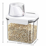 1 Pcs 1100ml Airtight Food Storage Container For Pet Food, Grain,Large Capacity With Measuring Scale Lid And Carry Handle, ,12.8*8*17.9cm