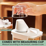 1 Pcs 1100ml Airtight Food Storage Container For Pet Food, Grain,Large Capacity With Measuring Scale Lid And Carry Handle, ,12.8*8*17.9cm