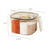 1 Pcs 5-Compartment Airtight Spice Jars, Multipurpose Transparent Spice Containers, Kitchen Seasoning Storage Box,13.8*9cm,Green