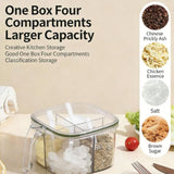 1 Pcs 5-Compartment Airtight Spice Jars, Multipurpose Transparent Spice Containers, Kitchen Seasoning Storage Box,13.8*9cm,Green