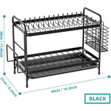 Dish Drying Rack Household Double Layer Multifunctional Drain Rack Kitchen Countertop Storage Rack Dishes and Cutlery Storage Rack for Various Kitchenware