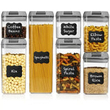 Airtight Food Storage Containers, Clear Plastic, Lid Lock, Reusable Stickers, Various Sizes, BPA Free, Perfect Dry Food Storage Organization for Kitchen and Pantry, (Set of 7) In Australia - Darrahopens