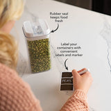 Airtight Food Storage Containers, Clear Plastic, Lid Lock, Reusable Stickers, Various Sizes, BPA Free, Perfect Dry Food Storage Organization for Kitchen and Pantry, (Set of 7)