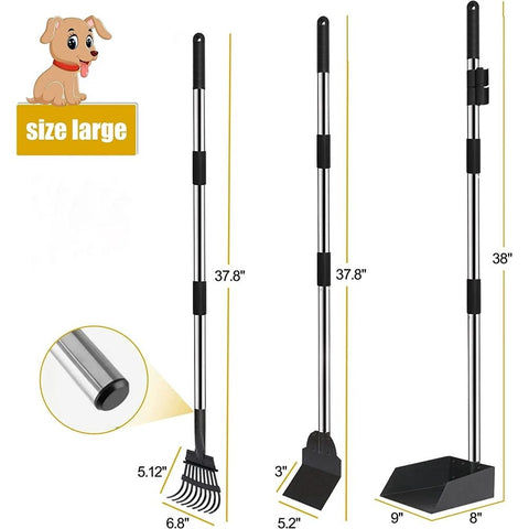 Dog Poop Scooper,3 Pack Poop Scoopers with Metal Tray Rake Scoop,Long Handle Metal Poop Scooper for Large Medium Small Dogs In Australia - Darrahopens
