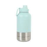 3-in-1 Portable Pet Travel Water & Food Bottle, 304 stainless steel, a must-have for walks and camping.（blue）