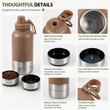 3-in-1 Portable Pet Travel Water & Food Bottle, 304 stainless steel, a must-have for walks and camping.（green）