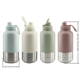 3-in-1 Portable Pet Travel Water & Food Bottle, 304 stainless steel, a must-have for walks and camping.（green）