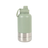 3-in-1 Portable Pet Travel Water & Food Bottle, 304 stainless steel, a must-have for walks and camping.（white）