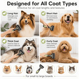 3-in-1 Pet Grooming Rake Comb: Painless Dematting, Deep Deshedding, for Long & Short Hair. Ergonomic Non-Slip Handle, Foldable & Easy to Store.