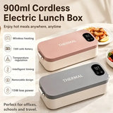 900ml Cordless Electric Heating Lunch Box, 7200mAh Battery Life, Portable & Insulated, Enjoy Hot Meals Anytime, Anywhere(GREY) In Australia - Darrahopens