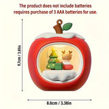 Christmas Apple House Atmosphere Night Light, 3-Level Dimming Warm Glow, Little Deer Snowy Fairy Tale Lamp