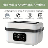 Portable Wireless Heating Lunch Box, Food-grade Stainless Steel with Even Heating, Ideal for Hot Meals While Commuting & Outdoors（white）